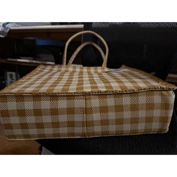 NWT L*SPACE Jasper Tote Checkered gold white Bag NEW - Picture 7 of 11